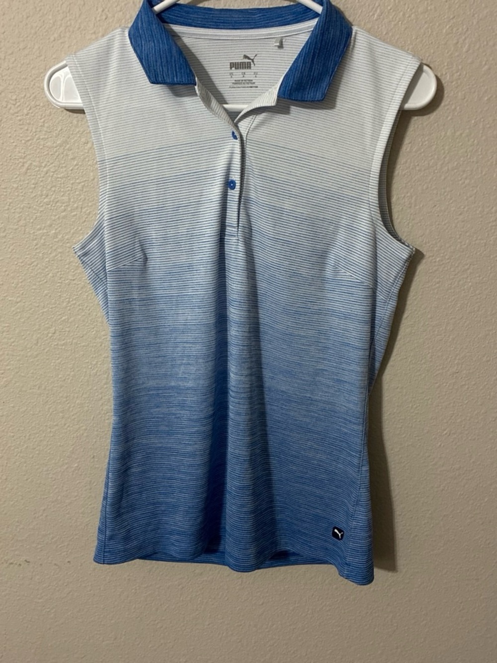Puma Blue Ombre Sleeveless Polo Tank Top